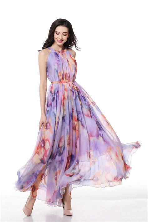 110 Colors Chiffon Purple Floral Flower Long Party Evening Wedding