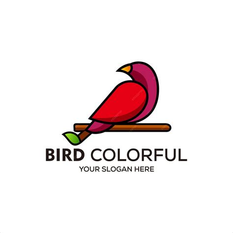 Pájaro Logo Colorido Vector Diseño Línea Arte Vector Premium