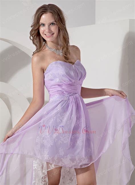 Pretty Sweetheart High Low Lavender Prom Dress With Lace