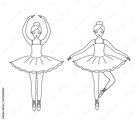 Coloring Book Or Page For Kids With Ballerina Outline Black And White