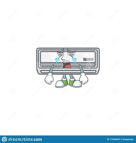 A Crying Air Conditioner Mascot Design Style Stock Vector