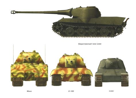 German E100 Super Heavy Tank Löwe Profile Against The Maus And E 100