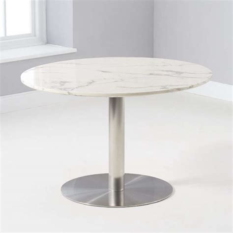 White Marble Effect Round Dining Table Battista