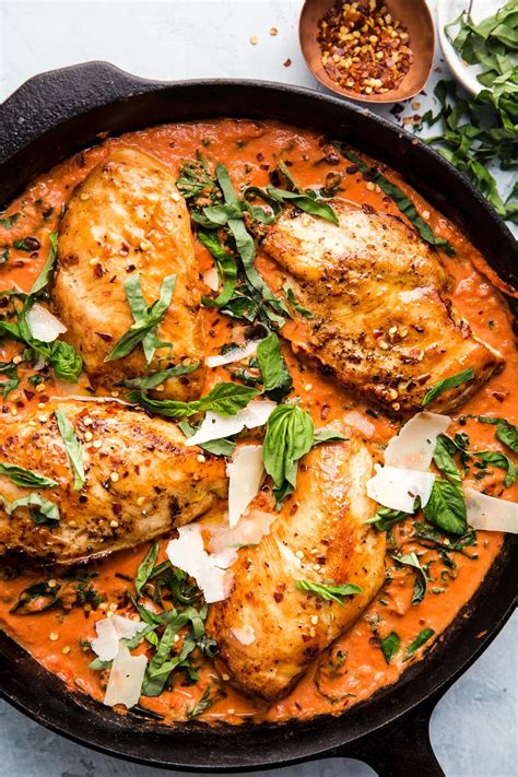 Carefully add the chicken breasts. Creamy Tomato Chicken Skillet Dinner | The Modern Proper