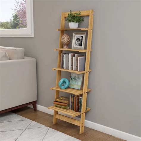 Oak Ladder Bookcase Bookshelf Style