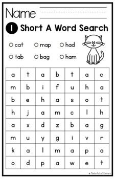 CVC Words Worksheets / Word Searches by Pocketful of Centers | TpT