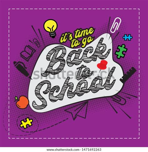 Time Go Back School Bright Poster Stock Vector Royalty Free