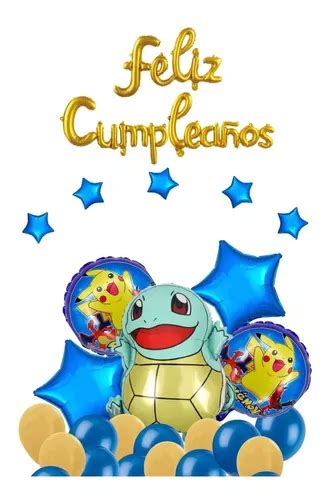 Kit Feliz Cumpleaños Globo Squirtle Pokemon Fiesta Meses sin intereses