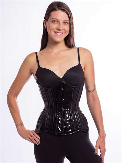 black and red pvc hourglass curve longline corsets cs 426 orchard corset