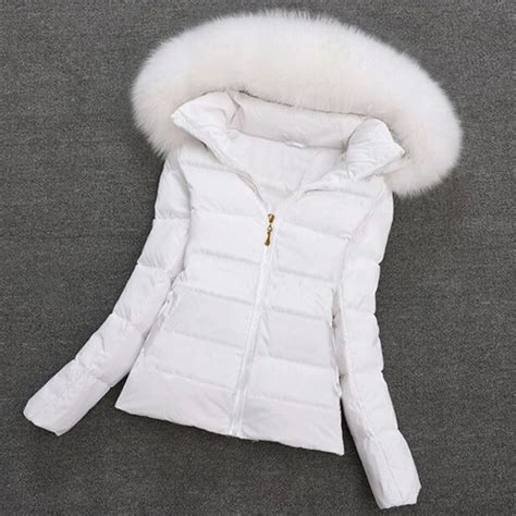 Fashion European White Women S Winter Jacket Big Fur Hooded Thick Down