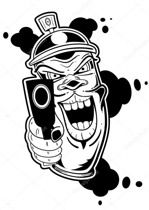 Gangster Spray Paint Can Drawing