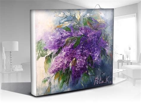 Lilac Wall Art Print On Canvas Purple Flowers Contemporary Etsy