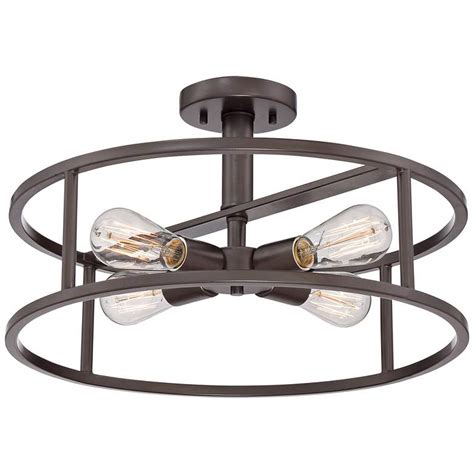 Qz/troy/p quoizel 6 light pendant cage style ceiling light in royal ebony with clear glass shades by quoizel, elstead lighting. Quoizel New Harbor 18"W Western Bronze 4-Light Ceiling ...