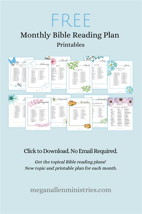 Download Your Free Monthly Bible Reading Plan Each Month Focuses On A