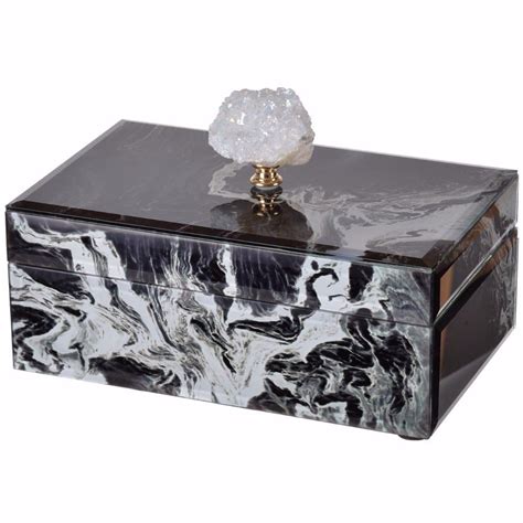 Dramatically Slick Marbled Jewelry Case Black And White Marble