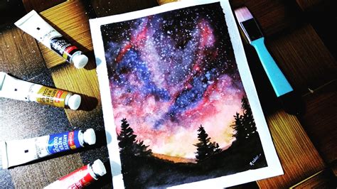 Watercolor Galaxy Scenery Painting Step By Step For Beginners Рисунки