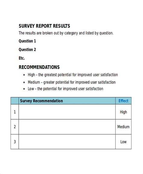 Editable Survey Template Word