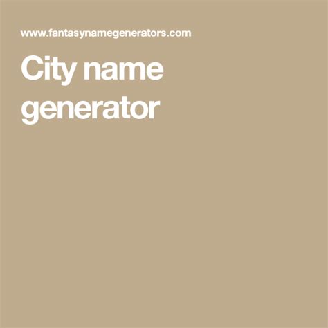 City Name Generator Silly Names Name Generator City Name Generator