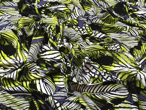 Tropical Leaf Print Viscose Challis Dress Fabric C7187 Turq M Ebay