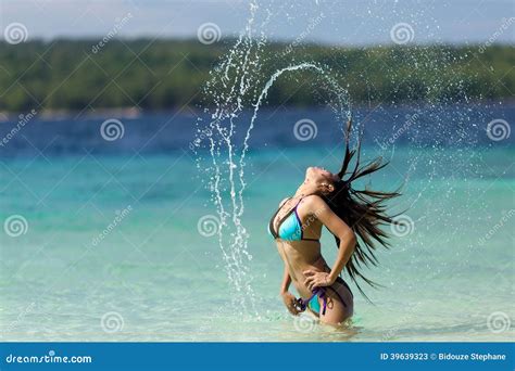 Woman Flicking Her Long Hair At Stock Image Image Of Freedom Spray