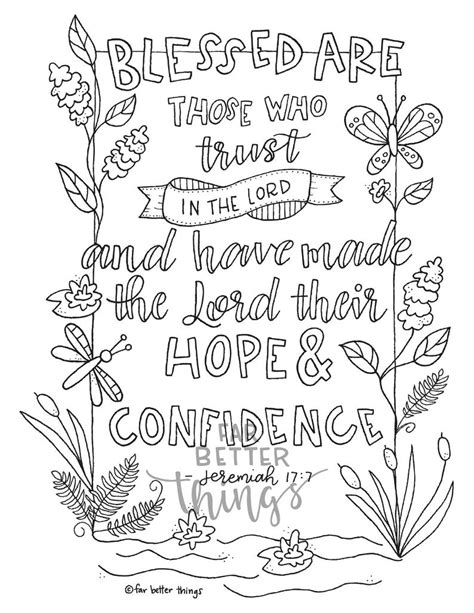 You can save your interactive online coloring pages that you have created in your gallery, print the coloring pages to your printer, or email them to friends and family. Bible Verse Coloring Page Jeremiah 17:7 Printable Bible | Etsy