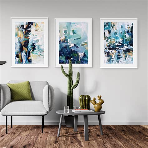 Set Of 3 Framed Art Abstract Prints Wall Art Large Wall Art Etsy