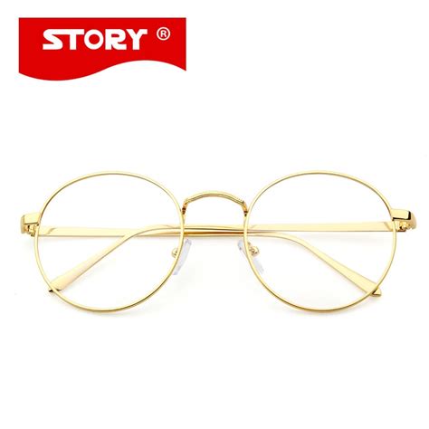 Story Korean Glasses Frame Retro Full Rim Gold Eyeglass Frame Vintage