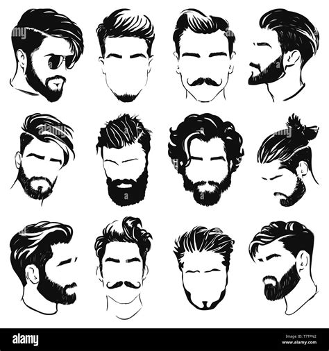 Vector Illustration Of Men Hairstyle Silhouettes Stock Vector Image