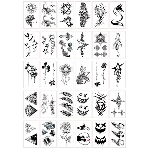 30 different patterns dark tattoo stickers waterproof lasting simulation tattoo unisex temporary