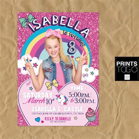 Download Jojo Siwa Party Invitations | Jojo siwa birthday, Birthday ...