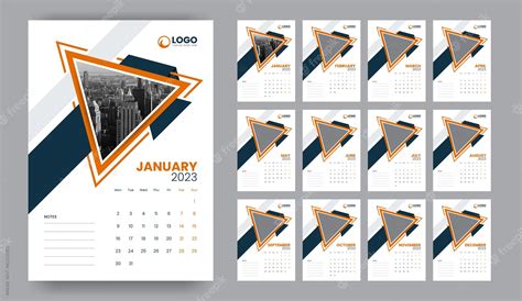 Premium Vector Wall Calendar Template Design For Year Monthly