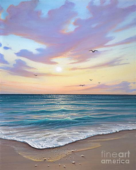 Basking In The Sunset By Joe Mandrick Landscape Art Painting Beach