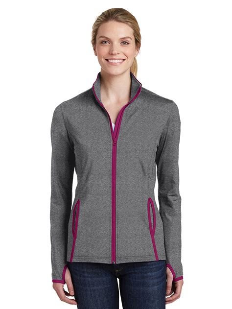 Sport Tek Womens Contrast Full Zip Jacket