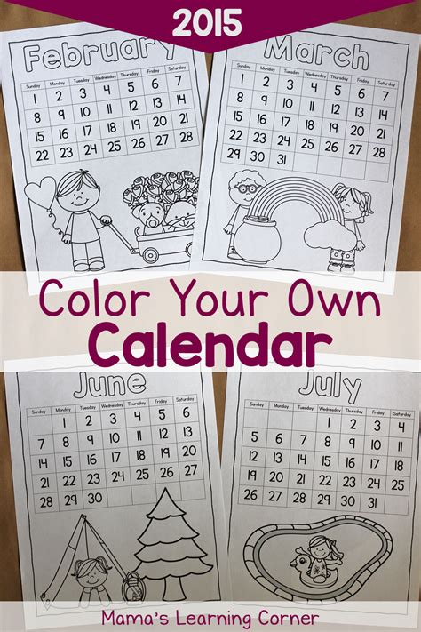 Color Your Own Calendar Mamas Learning Corner