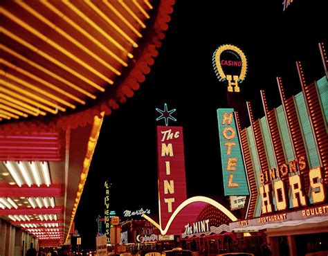 1960s Night Scene Downtown Las Vegas Photograph By Vintage Images Pixels