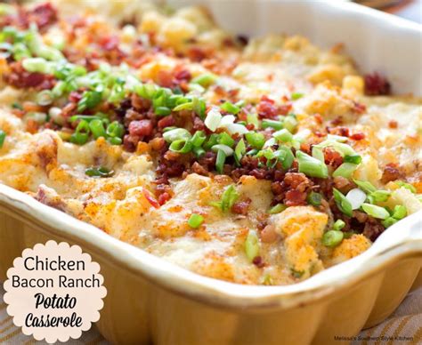 Add the chicken and stir everything together. Chicken Bacon Ranch Potato Casserole ...