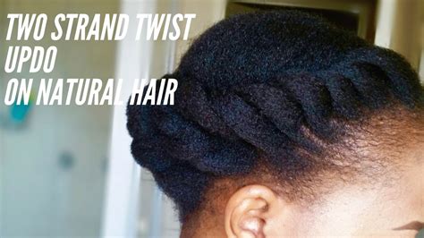 Two Strand Twist Updo On Stretched Natural Hair Youtube