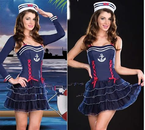 Navy Sailor Girl Uniform Ladies Rockabilly Pin Up Fancy Dress Costume