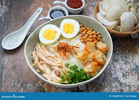 Bubur Ayam Stock Photo Image Of Porridge Kerupuk Indonesian 186281644