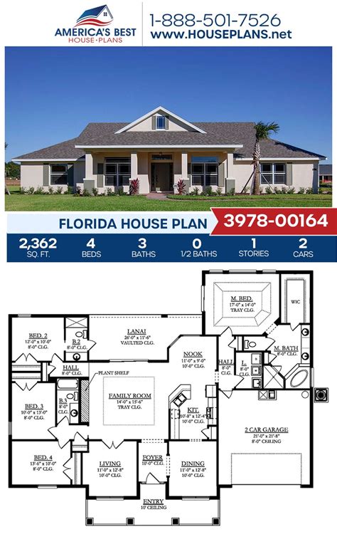 House Plan 3978 00164 Florida Plan 2362 Square Feet 4 Bedrooms 3