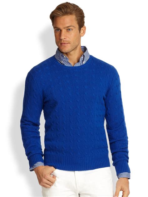 Polo Ralph Lauren Cableknit Cashmere Sweater In Blue For Men Lyst