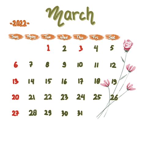 March Calendar Png Picture Cute Calendar Of March 2022 Calendar