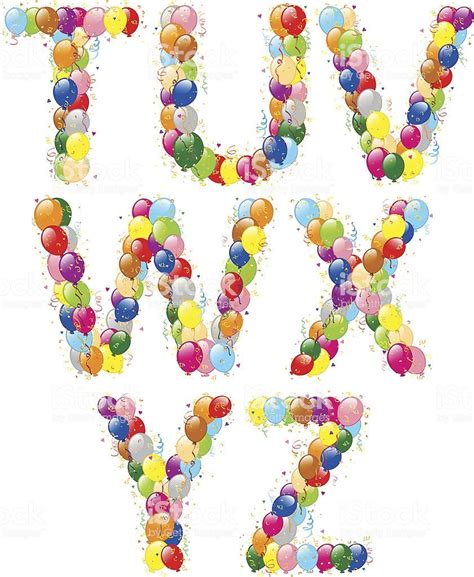 Vector Illustration Of Decorative Balloons Letters T Z Globos De