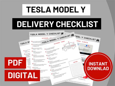 Tesla Model Y Delivery Checklist 2023 Etsy