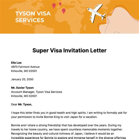 Super Visa Invitation Letter Sample Template Edit Online And Download