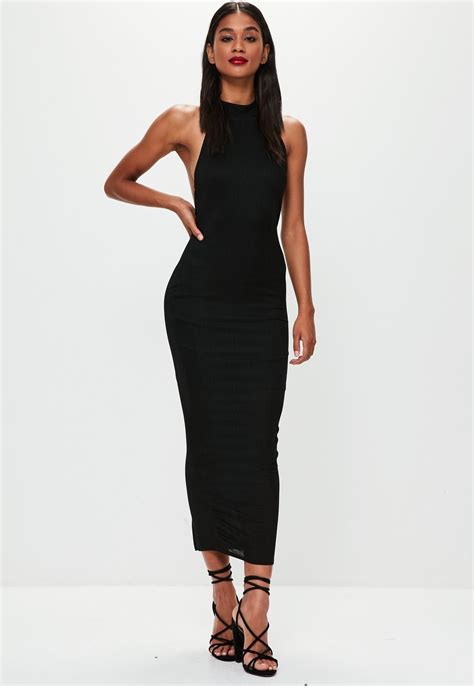 Missguided Black High Neck Low Back Maxi Dress Women Dress Online Dresses Maxi Dress