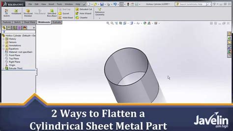 Solidworks Tutorial 2 Ways To Flatten A Cylindrical Sheet Metal Part