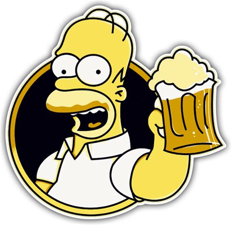 Sticker Homer Drinking Beer