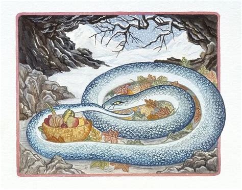 Canvas Print Of Illustration Of Snake Sleeping In The Winter Print