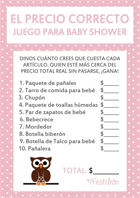 El Precio Correcto │ Juegos Para Baby Shower Para Imprimir Juegos De